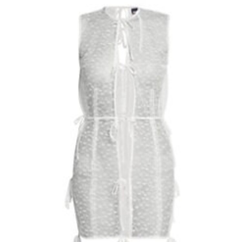 New Jacquemus  TieAccented Lace Tunic  white , 42 (10)